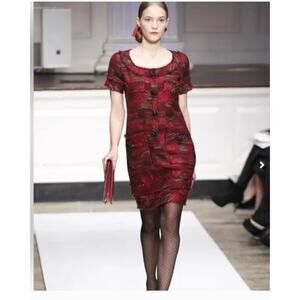 Oscar de la Renta Textured Red Mini Dress